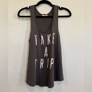 #490 Sundry gray lightweight tank top “take a trip” size small